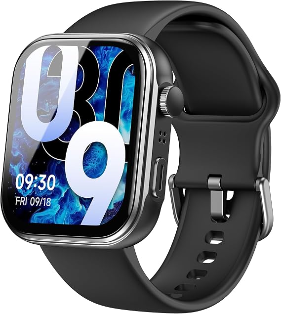 TOZO S6 Smartwatch 1.85" AMOLED Ultra-Clear Screen Dynamic Watch Faces Bluetooth Call,100+ Sports Modes Fitness Watch Activity Tracker with Heart Rate/Sleep/Blood Oxygen Monitor IP68 Waterproof Black