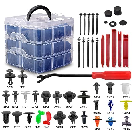 910Pcs Car Push Retainer Clips Plastic Fasteners Kit | with 27 Most Popular Size Nylon Bumper Fender Panel Clips Push Pin Rivets for Toyota GM Ford Honda Chrysler