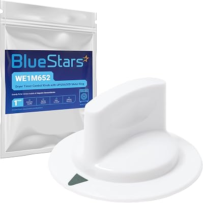 BlueStars WE1M652 Dryer Timer Control Knob with Upgraded Metal Ring - Compatible with Hotpoint HTDX100EM8WW HTDX100ED6WW HTDX100EM6WW HTDX100GM8WW HTDX100ED2WW GE Dryers 1264289 AP3995164 PS1482196