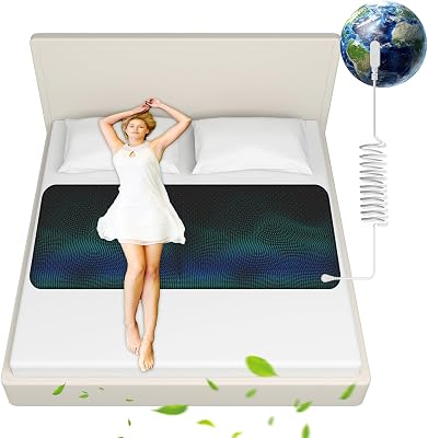 Zorpupoa Grounding Mat for Bed, Grounding Pad for Sleep, Anxiety, Pain, Energy, Wellness, Anti-Slip PU Leather Grounding Mattress with 15FT Grounding Cord, 27×76, King