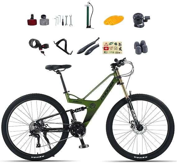 Full Suspension MTB, 27.5 inches, 30 Speed Gears, Mountain Bike, Mechanical Disc Brake, XC Bike, Double Crown Fork, Lightweight, Bicycle, Magnesium Alloy Frame, Cross Country, Suitable Height 65.0