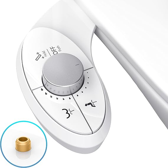Ultra-Slim Bidet Attachment for Toilet - Effortless Non-Electric Self-Cleaning Dual Retractable Nozzles Bidets Toilet Seat, Adjustable Water Pressure Fresh Water Sprayer Baday