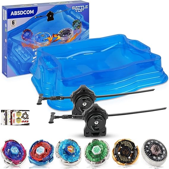 Metal Fusion Beystadium Large, Bay Blades Arena, Blayde Blades Metal Fury, 6 Pack Battling Tops, Boys 6-8-12