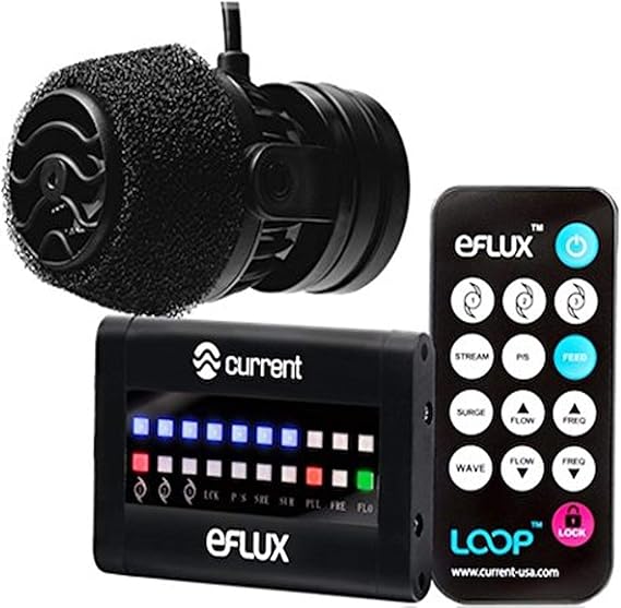 CURRENT USA 660 GPH eFlux Nano Wave Maker Pump Kit (6000) | Magnetic DC Powerhead with LED Display Controller for Saltwater Tank, 132-660 GPH Aquarium Water Circulation Pump 5 to 30 Gallon, Black