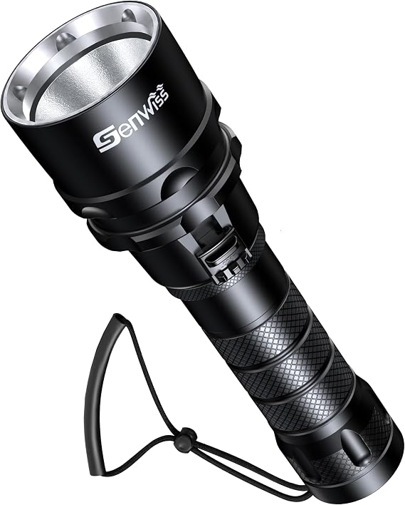 Scuba Diving Flashlight Dive Torch 2000 Lumen Waterproof Underwater XM-L2 LED Submarine Lights Holder with Charger for Under Water Deep Sea Cave at Night