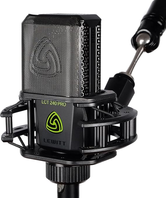 XLR condenser microphone for Lewitt-Ses vocal instrument recording and streaming - LCT 240 PRO professional condenser capsule microphone mounting and windshield - perfect for home recording (black, VP)