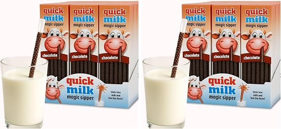 Quick Milk Magic Sipper Straws Chocolate Flavour 78 Pack | Flavoured Milk Straws for Kids | Chocolate Milkshake Straws | 3 x 13 Quick Milk Straws | Fun Drinking Straw for Milk