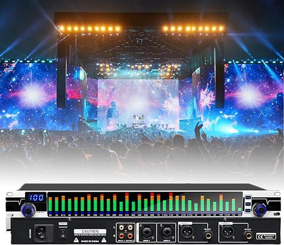 31-Band Stereo Graphic Equalizer – Digital Audio EQ with LED Spectrum Display, 10 Preset Effects, DSP Processing Chip & Automatic Noise Reduction for Recording Studio
