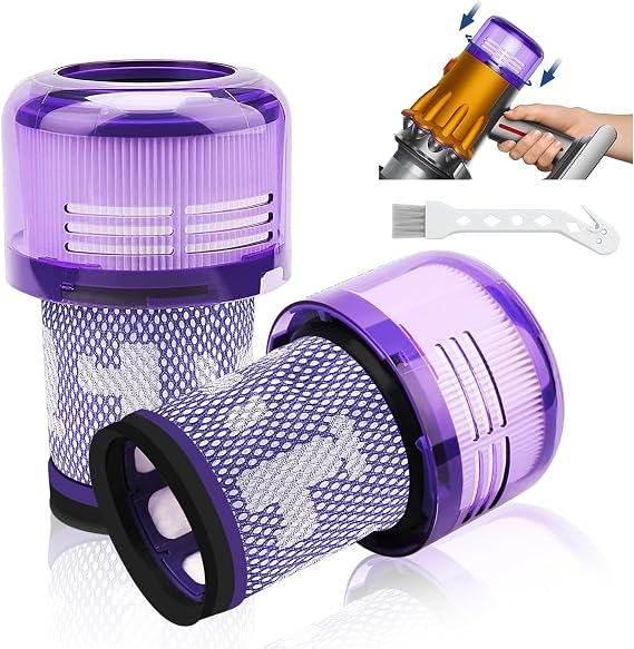 2 Pack Filter for Dyson V12 Detect Slim Absolute Extra/Total Clean Vacuums