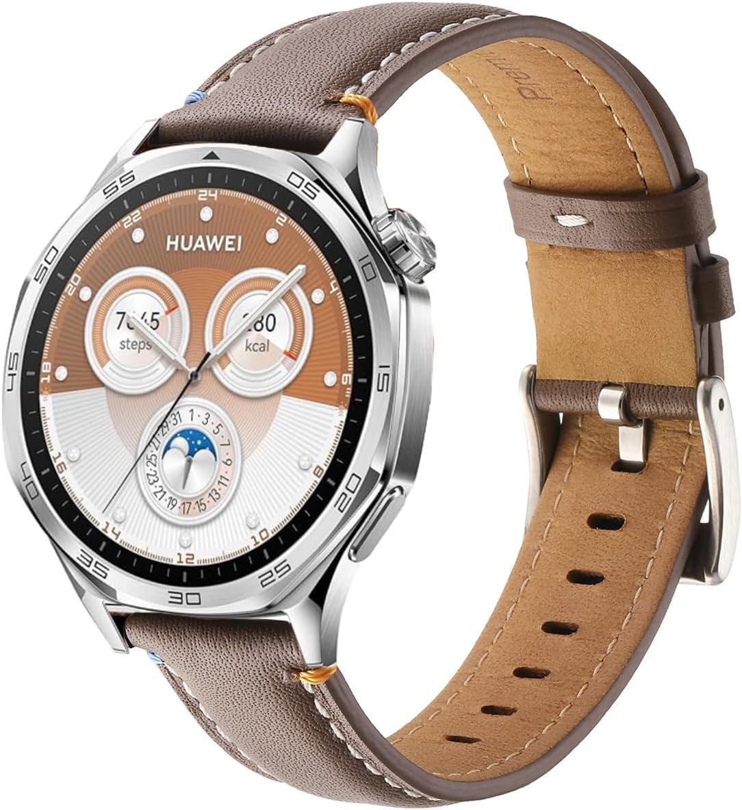 Bands Compatible with Samsung Galaxy Watch 46mm  Galaxy 3 45mm  Huawei Watch 44 Pro  33 Pro  GT4  GT3 46mm, 22mm Soft Genuine Leather Replacement Strap for Women Men, Deep brown