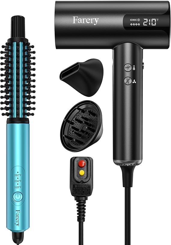 Farery Mini Thermal Brush 3/4 Inch & H8 Professional Ionic High Speed Hair Dryer