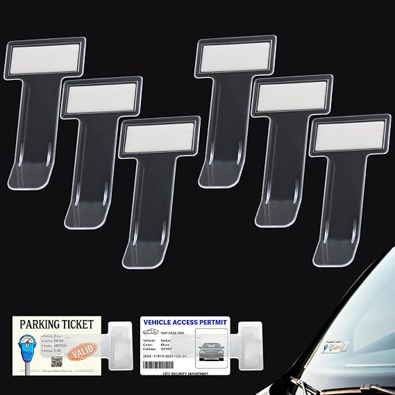 6 Pcs Parking Permit Holder for Car Windscreen, Permit Holder for Car Windscreen, Transparent Parking Ticket Clip for Van and Caravan Windshield