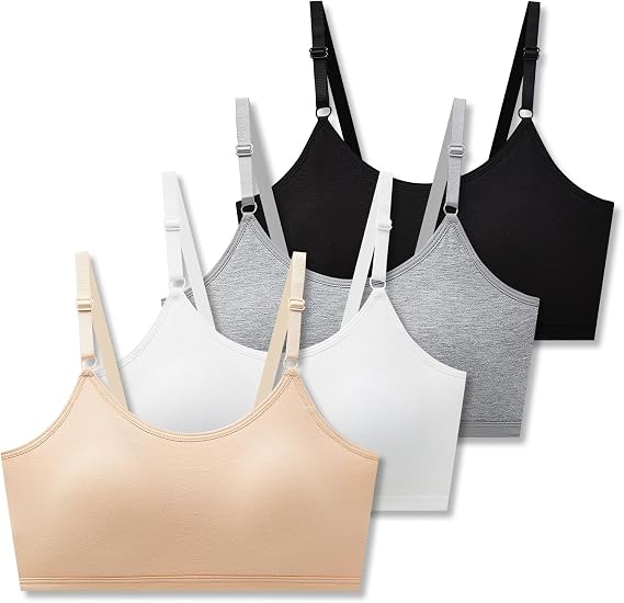 Sport Cami Bras Cotton for Teens Girls Training Bras 10-16 with Adjustable Straps Fixed Pads 