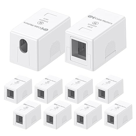 [UL Listed] Cable Matters 10-Pack 1-Port Keystone Surface Mount Box, White