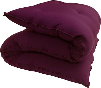 D&D Futon Furniture Traditional Japanese Floor Futon Mattress, Shiki Futon Filled with Cotton, Foam, Polyester Fiber Burgundy, 3 x 30 x 80 in