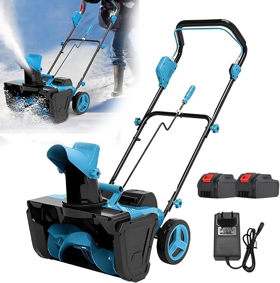 Snow blower cordless Corded Snow Shovel, 2 X 4.0ah Batteries, Snow Thrower, 180° Rotating Chute, 56cm Clearing Width, 3500w Snow Sweeper Clearing Machine, Snow Outdoor Machine For Walkways &