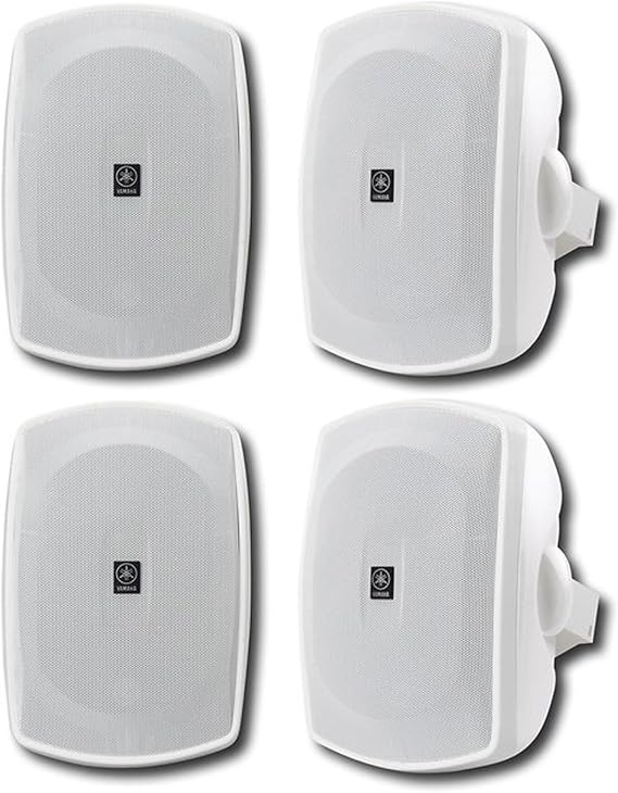 YAMAHA NS-AW190WH 2-Way Indoor/Outdoor White Speakers Bundle (2 Pair, 4 Speaker Bundle)