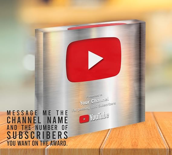 Custom YouTube Play Button Award Customizable Personalized Gift for Your Channel and Follower, Silver