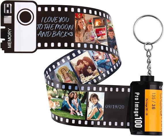 Personalized Camera Film Roll Keychain with Pictures, Custom Photo Camera Roll Keychain for Women