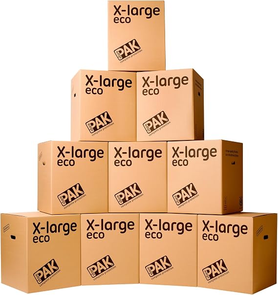 StorePAK Extra Large Cardboard Moving Boxes with Handles (10 Pack)