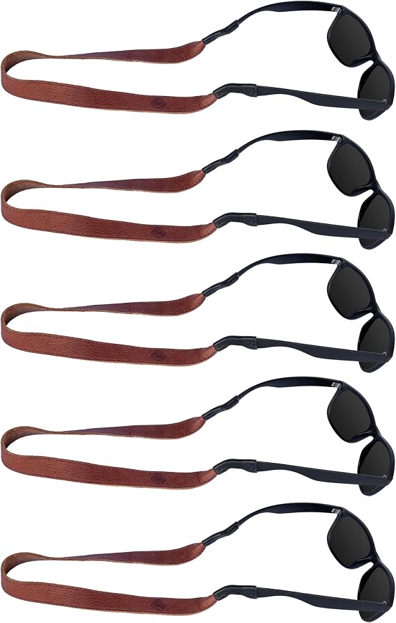 STRAPS Original Leather Sunglass Strap | Full-Grain Leather with Suede Backing, 17.5" Length | Fits Most Frames