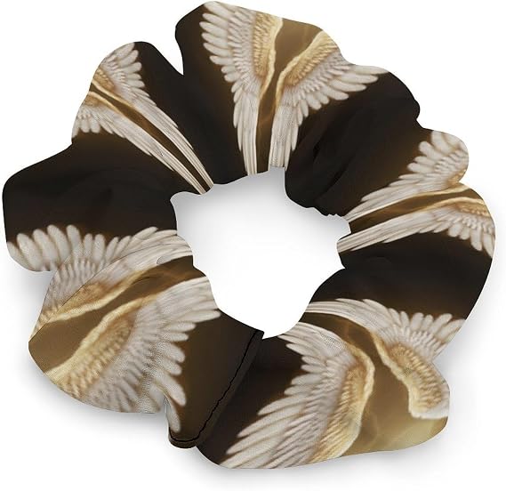 Angel Wing Satin Scrunchies for Women, No Crease Silk Hair Ties & Holder, Soft Hair Scrunchies for Sleeping, Fashion Ponytail Holders for Girls Elastic Hair Bands Gifts