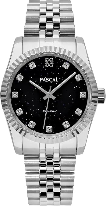 PASCAL Timeless Classic Diamond Watch for Women Men, Swiss Quartz