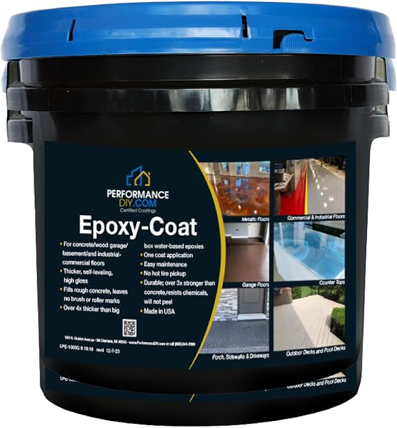 PerformanceDIY Good Full Kit Epoxy Floor Coating-Dark Gray Base with Onyx and Ivory 1/16" flakes-Light Flake Coverage,Covers 500 sq. ft.-for Garage,Basement, Patio,Commercial Floors,Concrete-Non-Toxic