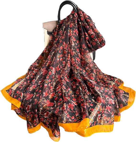 Lightweight Scarves for Women Elegant Floral Pattern Scarf Shawls Sunscreen Head Shawls