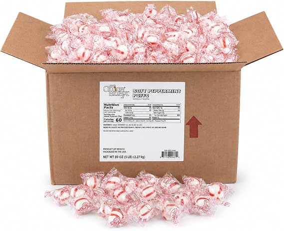 Office Snax Candy Assortment, Peppermint Puff Candy, 5-Pound Carton