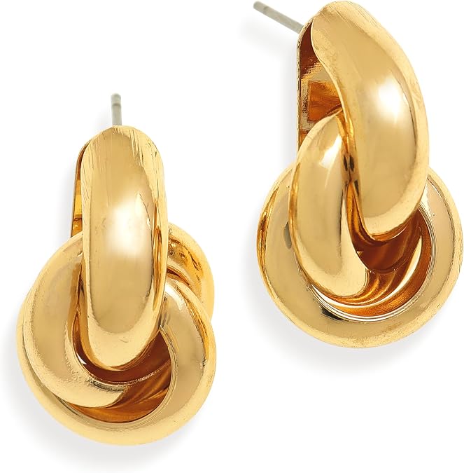 Chunky Twisted Love Knot Stud Earrings for Women, Statement Irregular Geometric Earing