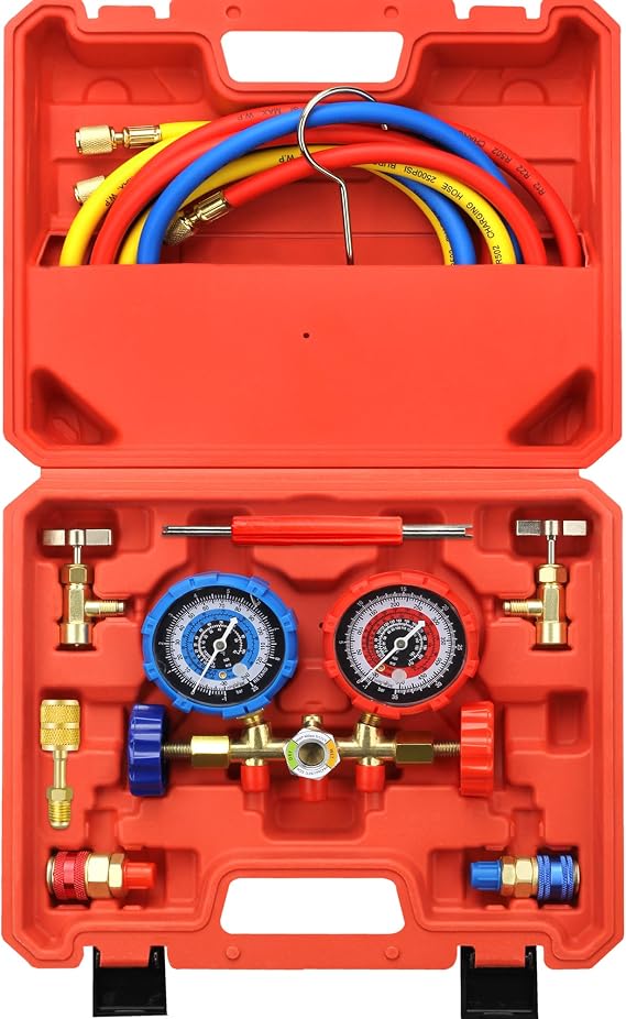 AutoWandererTool Manifold Gauge Set for R134a R12 R22 R502 R404A Freon