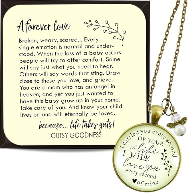 Gutsy Goodness Miscarriage Necklace Comforting Sentimental Handmade Jewelry For Mom - Pendant, Message Card, Keepsake Gift Box