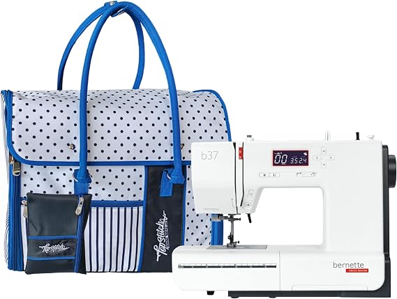 Bernette B37 Computerized Sewing Machine with 50 Stitches, LCD Display, 7mm Stitch Width Includes TopStitch Carrying Tote Bag