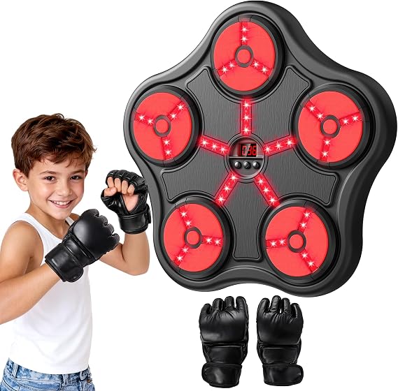 Boxing Machine Toy for Kids and Adults,  with Boxing Gloves | Wall-Mounted Smart Bluetooth Punching Bag, Boxing Training Equipment, Gifts for 6 7 8 9 10 11 12 13 14 15 Year Old Boys