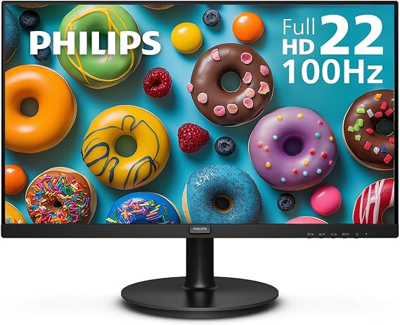 Philips 22 Inch Computer Monitor FHD 100Hz VA VESA Flicker-Free, 221V8LB