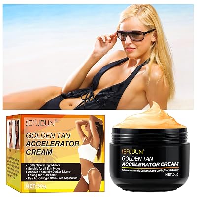 Natural Tanning Accelerator Cream Gel: Premium Shine Brown Dark Tanning Cream Suitble for Tanning in Sunbeds and Outdoor Sunbathing