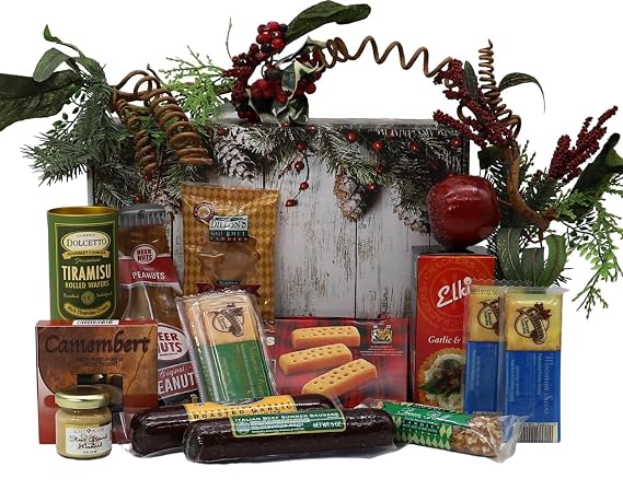 Gift Basket Village - Home for the Holidays Grand Gourmet Gift Set, Featuring Meats, Cheeses, Nuts, More, Perfect for Christmas
