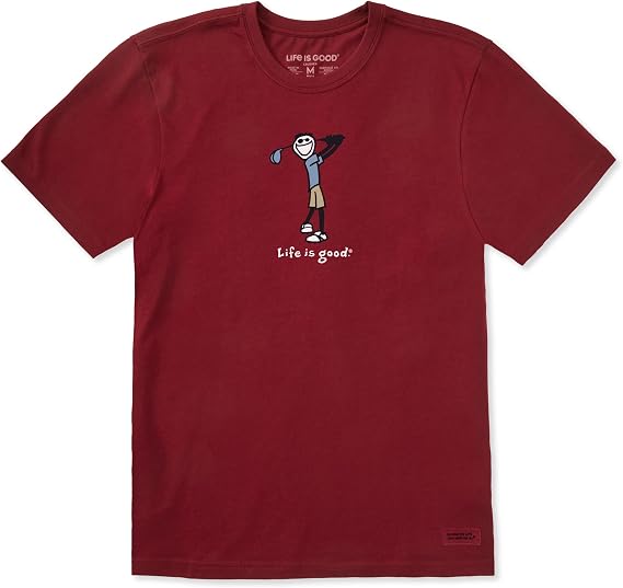 Life is Good Men's Crusher Tee Shirt, Short Sleeve Cotton Graphic T-Shirts, Golf Jake