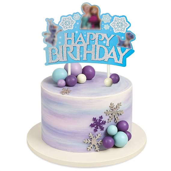 Happy Birthday Cake Topper for Girls, Papercard with Glossy Texture