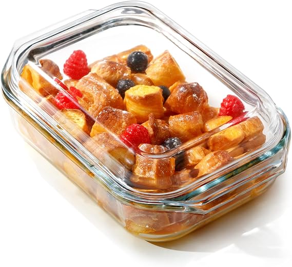 NUTRIUPS 1.4QT Small Glass Casserole Dish With Lid, 8.56.1in Rectangular Casserole Dish for Oven