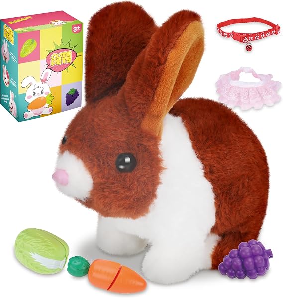 2026 New Realistic Bunny Toy for Easter, Interactive Jumping and Twitching Bunny with Shaking Ears, Lifelike Rabbit Toy for Kids, Bunny Plush Toy with Realistic Movements(Brown)