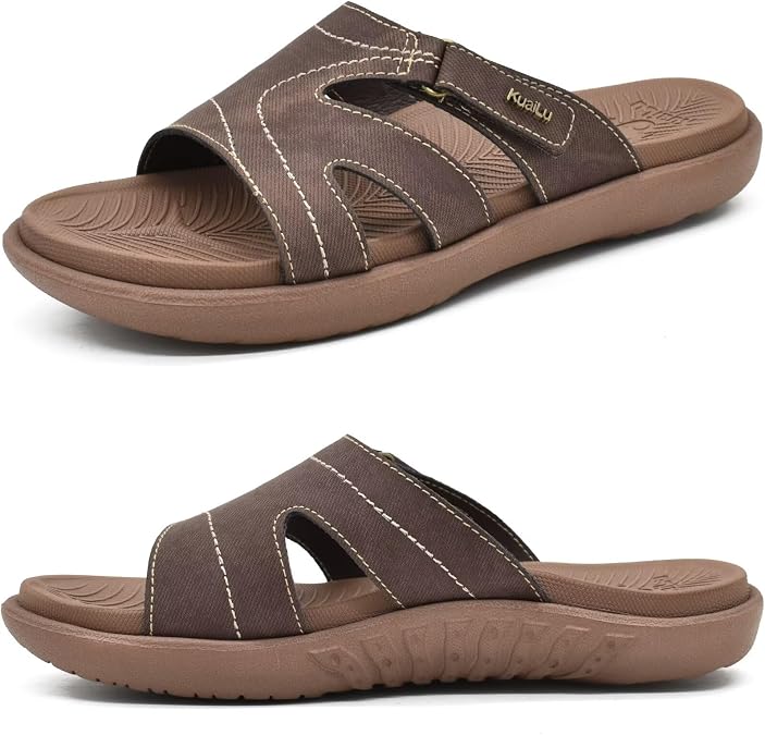 KuaiLu Womens Orthotic Slides Yoga Mat Slip on Sandals with Arch Support