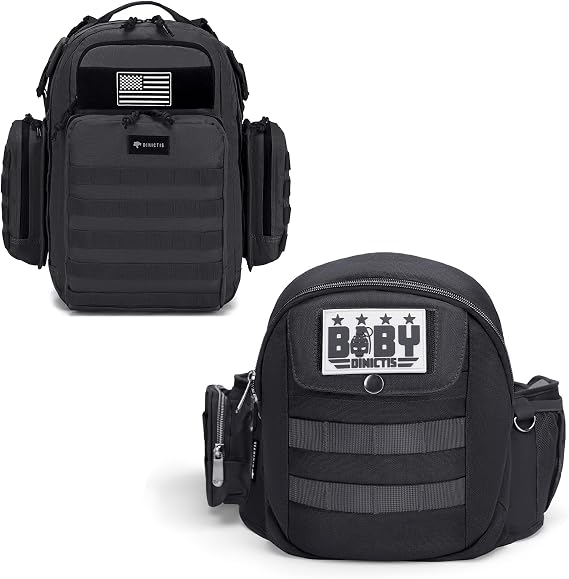 Dad Diaper Bag Backpack with Diaper Changing Mat & Baby Hip Carrier