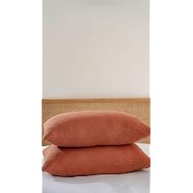 4 Katlı Müslin Yastık Kılıfı,%100 Pamuk, 50x70 cm, 2'li Set, Nefes Alabilir, Düz Renk, Yatak Odası için (Kiremit)