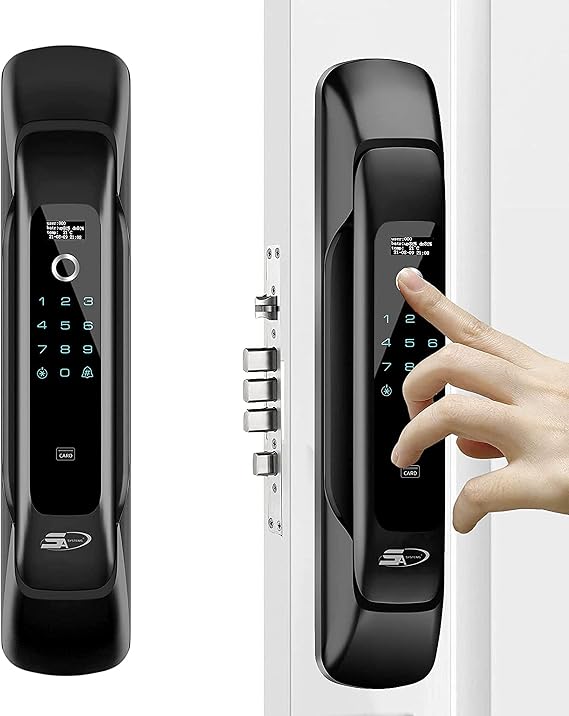 SK8000 Keyless Entry Door Lock, Digital Smart Lock, Door Locks with Keypads, Perfect Fingerprint Sensitivity - Luxurious Design for Home, Hotel (Black)