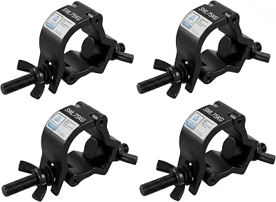 Stage Light Clamp Truss O Clamps Load 22lbs165lbs220lbs Heavy Duty DJ Aluminum Alloy Lighting Hook Mount Fit 1-14-1-38 inches Pipe Dia 1.26-1.38inch-4pcsBlack