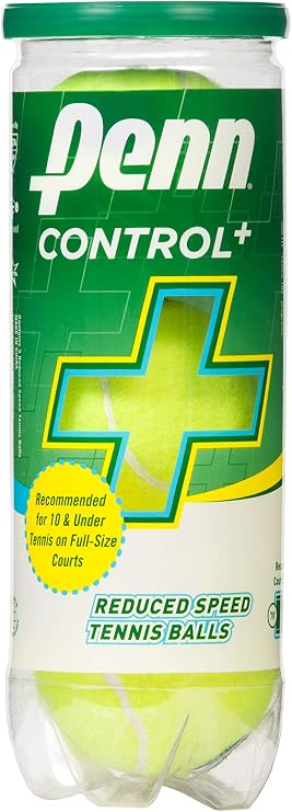 Penn Control Plus Tennis Balls - Youth Felt Green Dot Tennis Balls for Beginners, 1 Can 3 Balls