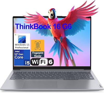 Lenovo ThinkBook 16 G6 16 FHD Business Laptop Computer, 13th Gen Intel Octa-Core i5-13420H Beat i7-1355U, 64GB DDR5 RAM, 4TB PCIe SSD, WiFi 6, BT 5.2, Fingerprint Reader, Windows 11 Pro, AZ-XUT