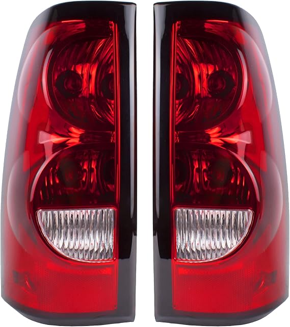 Boine Compatible With 2003 2004 2005 2006 Chevy Silverado 1500 2500 3500 Driver and Passenger Side Tail Light - Bulb and Harness Included